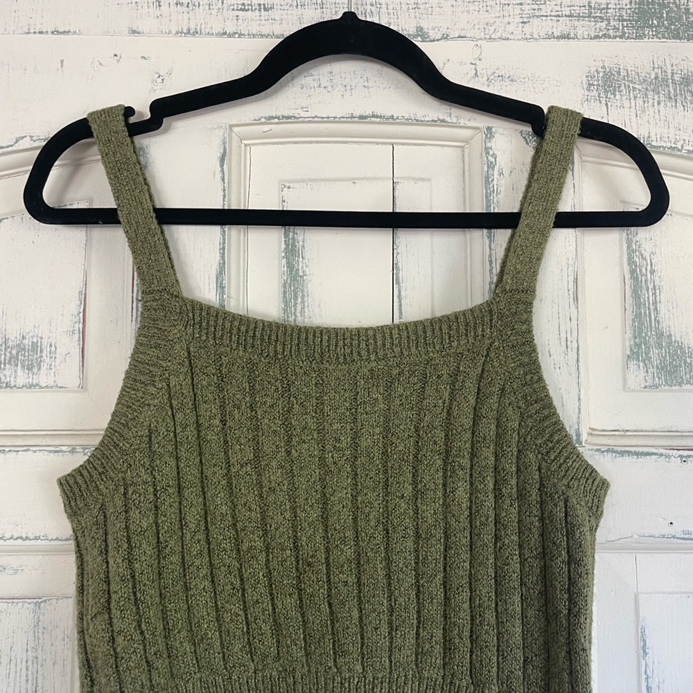 Olive Green Ribbed Knit Tank